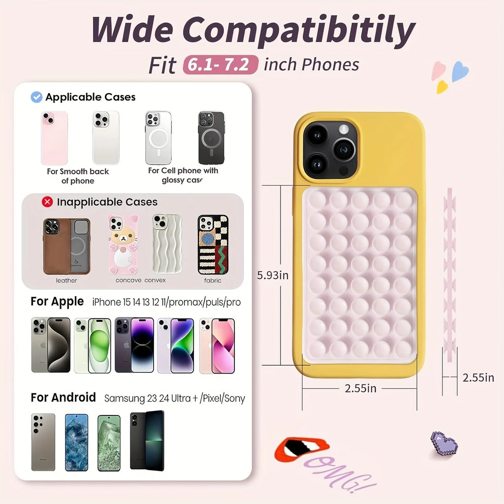 2pcs Double-Sided Silicone Suction Cup Phone Stand for Iphone  Android  Adjustable Angle for Makeup Fitness Yoga Binge-Watching