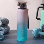 600ml/750ml/1000ml Large Capacity Sports Water Bottle Gradient Color Plastic Cup Drink Items Outdoor Beach Travel Portable Gym