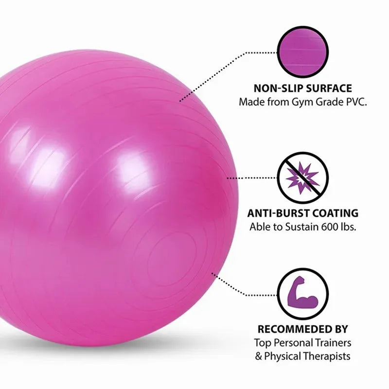Exercise Yoga Ball Yoga Balance Stability Swiss Ball Support Up to 200 lbs Suitable for Office Home Work Gym