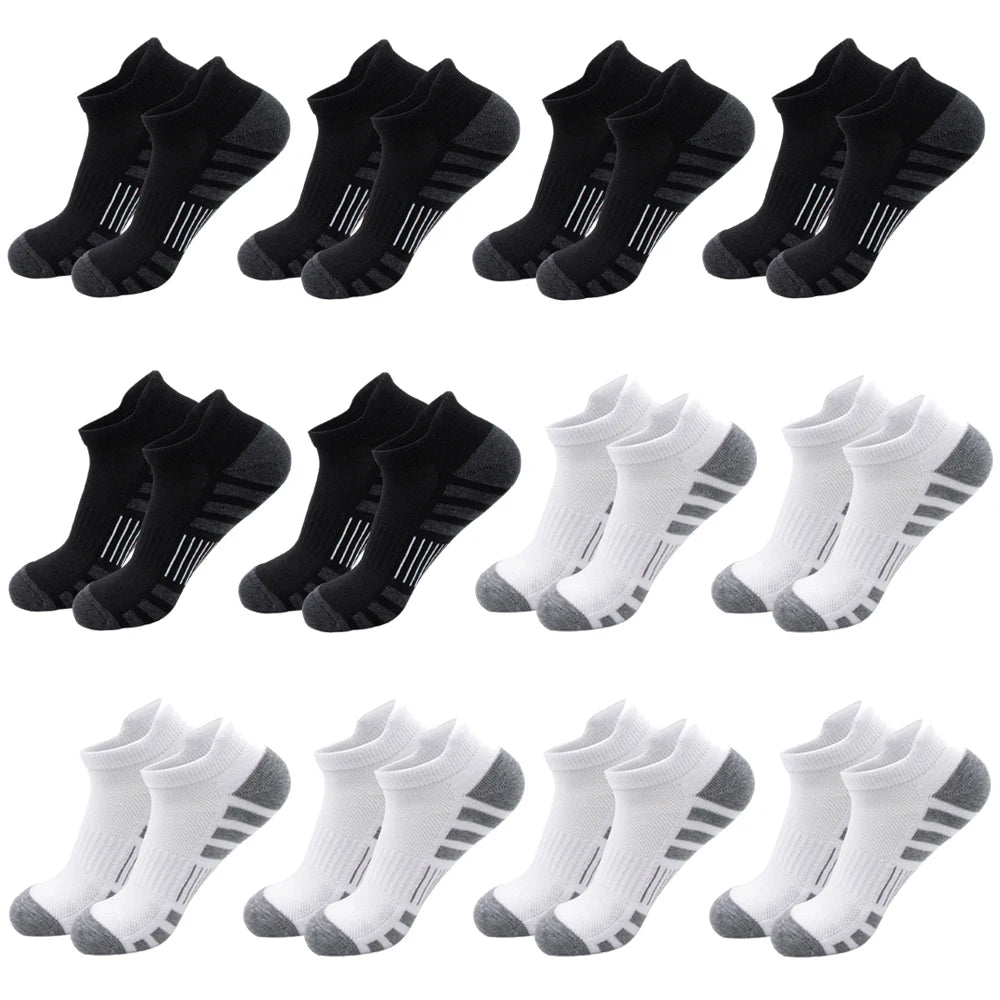 12/24Pairs Ankle Athletic Running Socks Cushioned Breathable Low Cut Sports Tab Socks For Men And Women