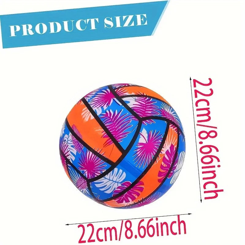 4/2/1pcs Inflatable Beach Volleyballs 4pcs - Tropical Leaf Print PVC Pool Toys, Summer Outdoor Sports Gear for Adults & Kids