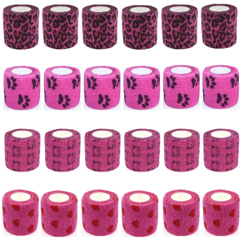 12/24pcs Elastic Self-Adhesive Athletic Tape Bandage Non-Woven Universal Fit for Sports Foot Support Joint Protection