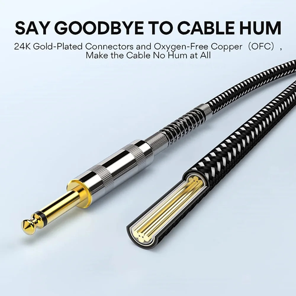 6.35mm Audio Cables TRS 1/4 inch 6.5mm Audio Cable For Electric Guitar Bass 1.5m 3m Gold Plated Shielded Low Noice Jack Cable