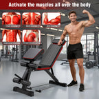 7-Level Foldable Weight Bench Fitness Workout Adjustable Extended Headrest Leg Extension Dumbbell Bench Incline for Full Body