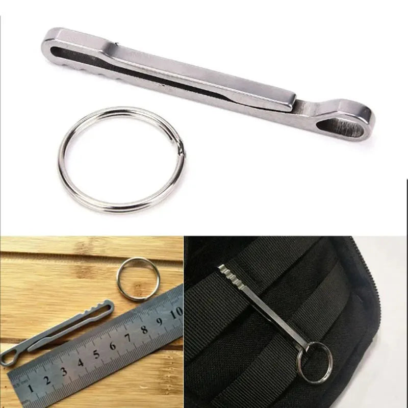 Outdoor EDC Multifunction Tool Wallet Stainless Steel Keychain Key Ring Clasp Carabiner Money Clip Camping Accessories