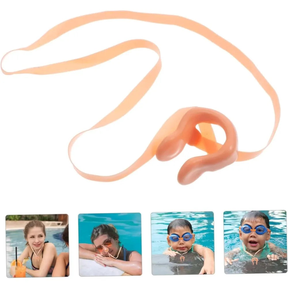 Swimming Nose Clip With String Latex Comfortable For Kids and Adults Pink