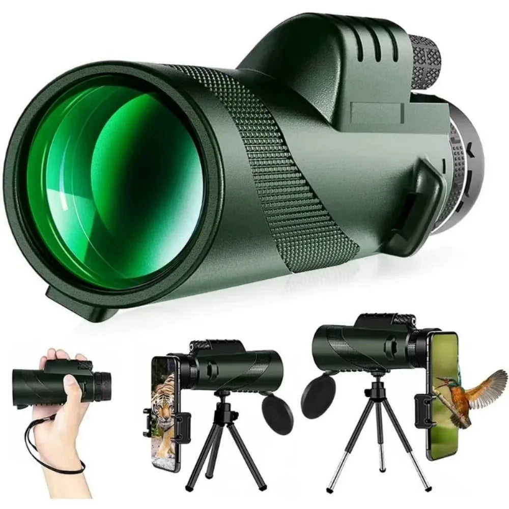80x100 HD Zoom Portable Telescope Long Distance 5000M Folding Mini Powerful for Hunting Sports Outdoor Camping Travel