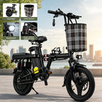 Foldable Electric Bike for Adults 500W 48V 15Ah 14" Tires 8 Shock Absorbers Portable Commuter E-Bicycle Folding Scooter