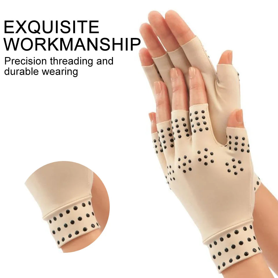 GETINFIT Dispensing Pressure Half Finger Gloves Outdoor Fitness Riding Gloves Non-slip Rehab Gloves Magnetic Physical Therapy
