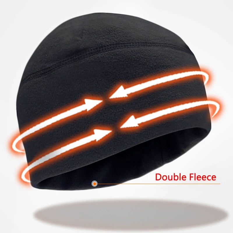 Warm Cycling Hat Thermal Windproof Polar Fleece Lining Skull Cap Cold Proof Outdoor Sports Hiking Running Ski Beanie Cap
