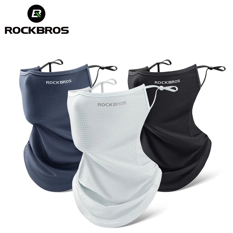 ROCKBROS Summer Ice Silk Cycling Face Mask Breathable Anti-UV  Bike Face Neck Cover Bandana MTB Road Sports Hanging Ear Scarf