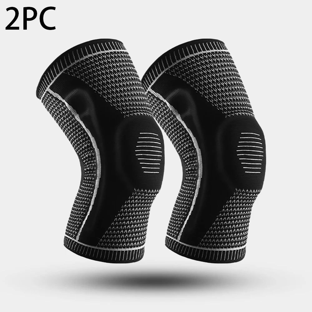 1/2 PC Knee Pads Strap Patella Medial Support Meniscus Silicone Compression Protection Sport Knee Braces Basketball Running Prot