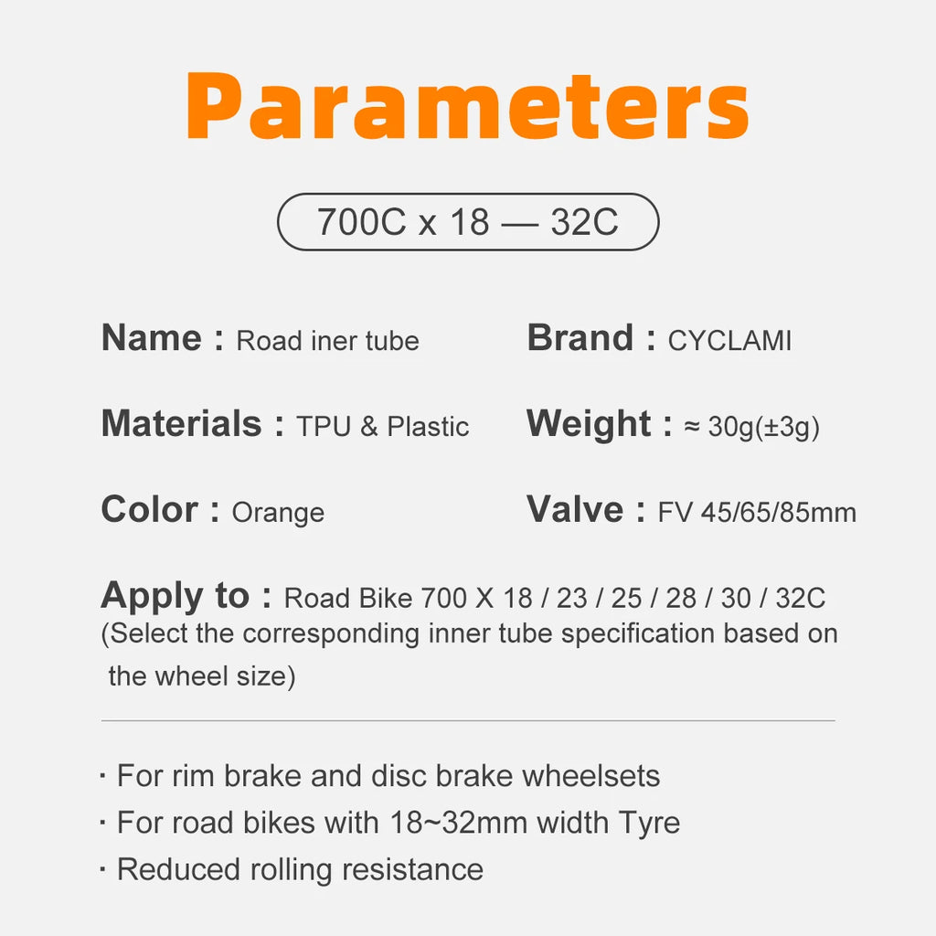 New Version CYCLAMI Ultralight TPU Bike Inner Tube 700c 18 23 25 28 30 32c Road Bicycle 45mm 65mm 85mm French Valve Cycling