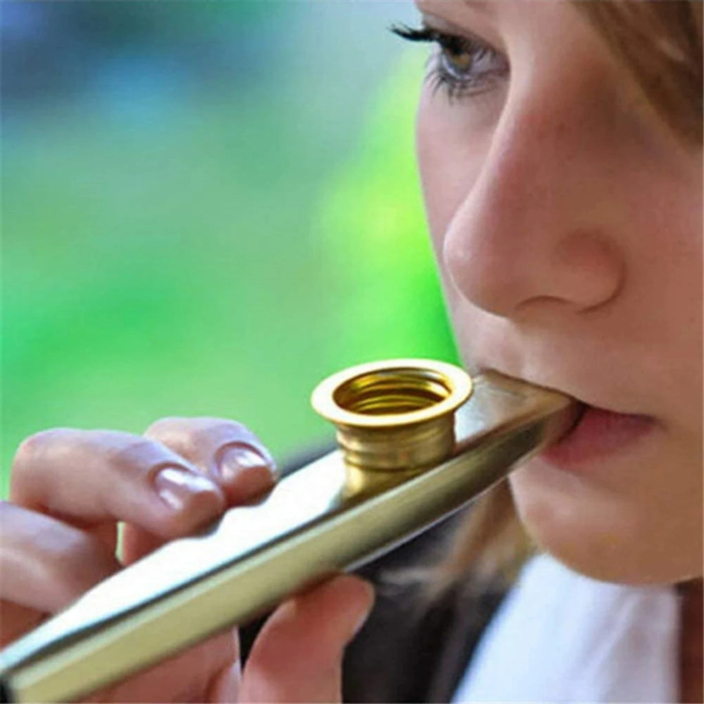 Kazoo Golden Aluminum Alloy with Membrane Flute Diaphragm Mouth Kazoos Musical Instruments