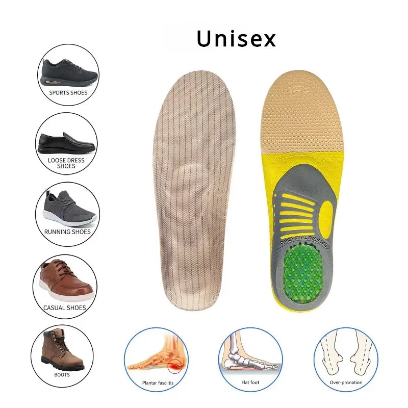 Orthopedic Insoles Man Woman Arch Support Flat Foot Correction Sports Camping Massage Breathable Sweat-absorbing Cushion Pad