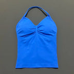 NCOYOE Women Gym Tank Top Sports V Neck Seamless Slim Fit Longline Yoga Top Running Fitness Workout Activewear Top