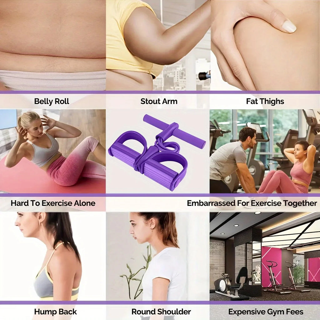 Multi-Functional Four-Tube Pedal Tensioner Yoga Elastic Band Home Fitness Equipment Abdominal Strengthening Tension Rope
