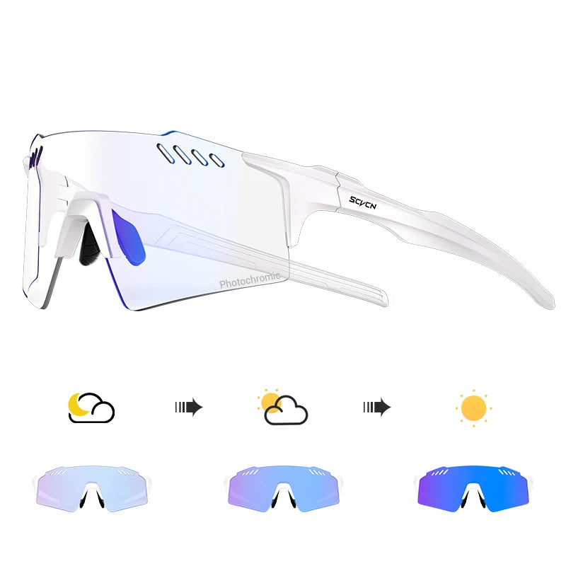 SCVCN Photochromic Bike Cycling Glasses UV400 Bicycle Riding Eyewear Sports MTB Outdoor Sports Golf Camping Driving Eyepieces