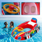 Baby swimming pool float vehicle - inflatable summer beach float for children and toddlers - with handle and safety features