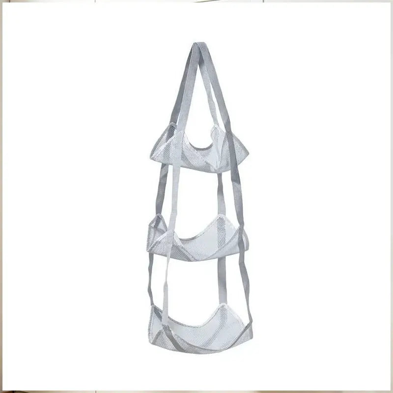3/4 Tier Hanging Ball Storage Bag with Hooks, Mesh Sports Equipment Organizer for Basketball Football Volleyball, Over Door Wall