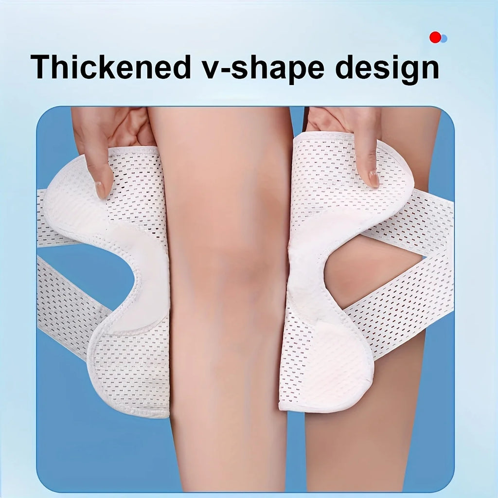 1pc Adjustable Compression Knee Brace with V-Shaped Cross Strap 4 Spring Side Stabilizers Breathable Knee Support for Stability