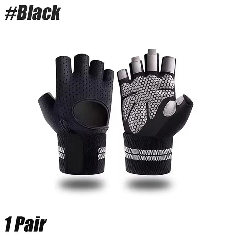 Men's and Women's Half Finger Cycling Gloves Anti Slip and Breathable Cycling Accessories Gym Exercise Wristband Gloves