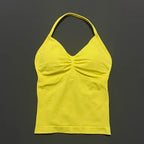 NCOYOE Women Gym Tank Top Sports V Neck Seamless Slim Fit Longline Yoga Top Running Fitness Workout Activewear Top