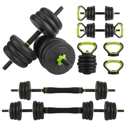 4 in 1 Adjustable Dumbbell Set, 44lbs Free Weight Set, Weights Dumbbells Set Used as Dumbbell, Barbell, Kettlebell and Push-up, for Home Gym Fitness Exercises
