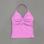 NCOYOE Women Gym Tank Top Sports V Neck Seamless Slim Fit Longline Yoga Top Running Fitness Workout Activewear Top