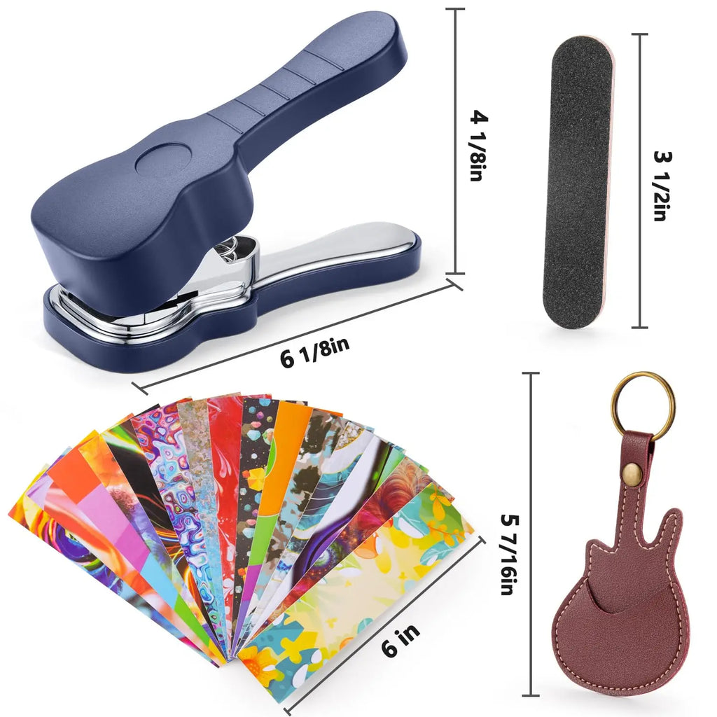 Guitar Pick Punch Kit,15 Variety Pick Strips DIY Maker Tool for Medium Guitar Picks, Unique Gift for Guitar Lovers & Home Studio