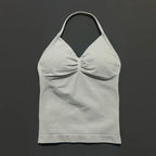 NCOYOE Women Gym Tank Top Sports V Neck Seamless Slim Fit Longline Yoga Top Running Fitness Workout Activewear Top