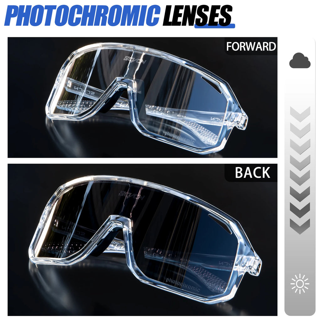 SCVCN Photochromic Cycling Glasses Cycling Sunglasses Bicycle Eyewear Sports MTB Outdoor UV400 Bike Goggles Sunglasses Eyepieces