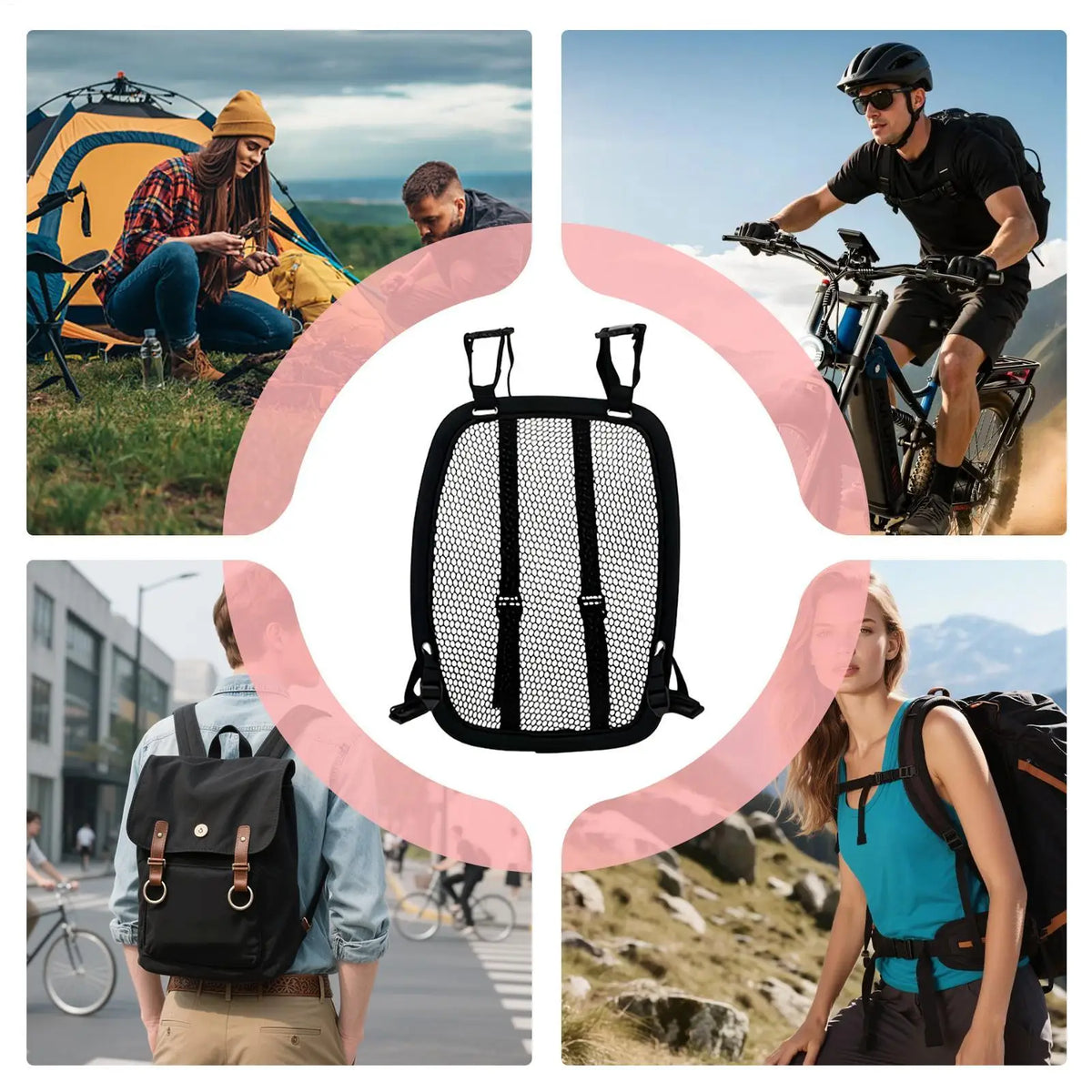 Ergonomic Airflow Ventilation Backpack Spacer Breathable Mesh Quick Install Backpacks Ventilation Frame Sweat Reducing Hollow