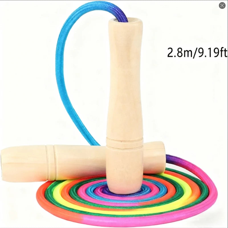 Thickened Extended Wooden Colorful Jump Rope Adjustable Sports Fitness Hot Selling Toys and Gifts Random Color