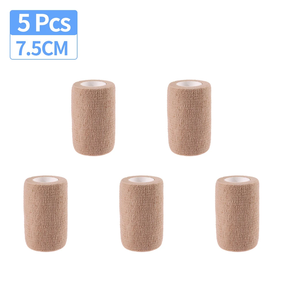 Sports Fixing Finger Wrist Leg 5 Pcs 2.5/5/7.5/10cm Self Adhesive Elastic Bandage Cohesive Non-woven Wraps Tape Disposable
