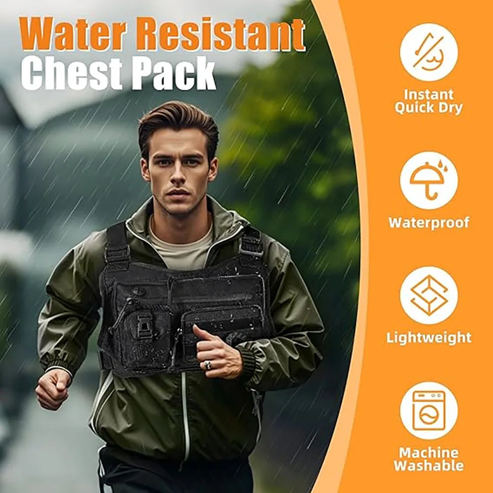 Outdoor Chest Bag Camping Front Chest Vest Backpack Running Bag Hunting Vest Outdoor Rig Sports Travel Training Fanny Pack