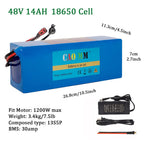 36v 48V Battery, 10Ah/ 14AH/ 16AH/ 20AH Ebike Battery for 200-1200W Electric Bike Bicycle, Scooter and Other Motor
