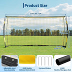12x6ft Portable Soccer Goal Heavy Duty Metal Frame Foldable Backyard Soccer Net Fiberglass Support Training Equipment With Bag