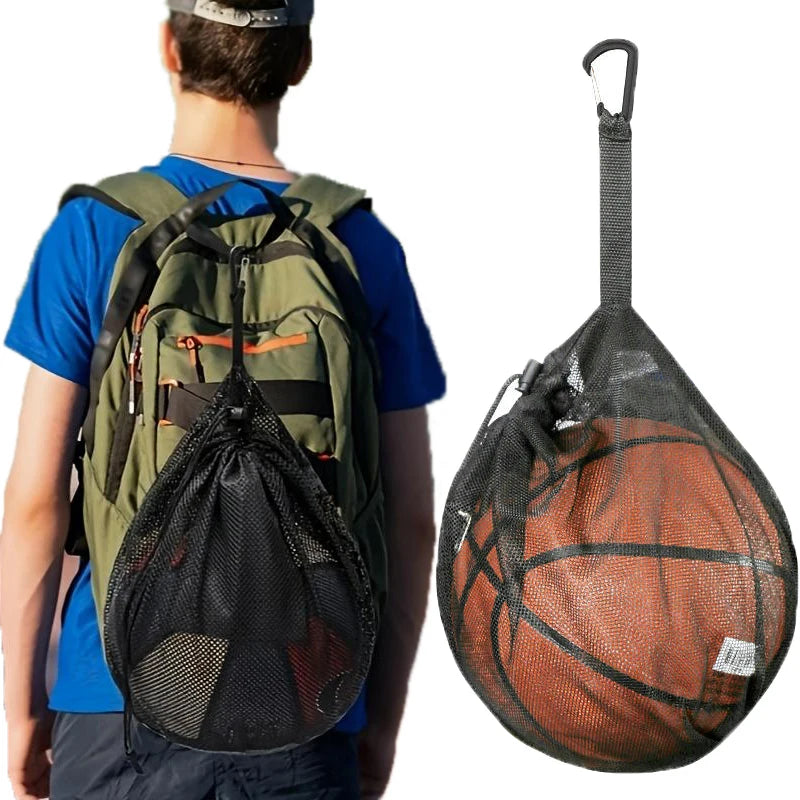 Portable Drawstring Basketball Backpack Mesh Bag Football Soccer Volleyball Ball Storage Bags Outdoor Sports Cycling Equipment