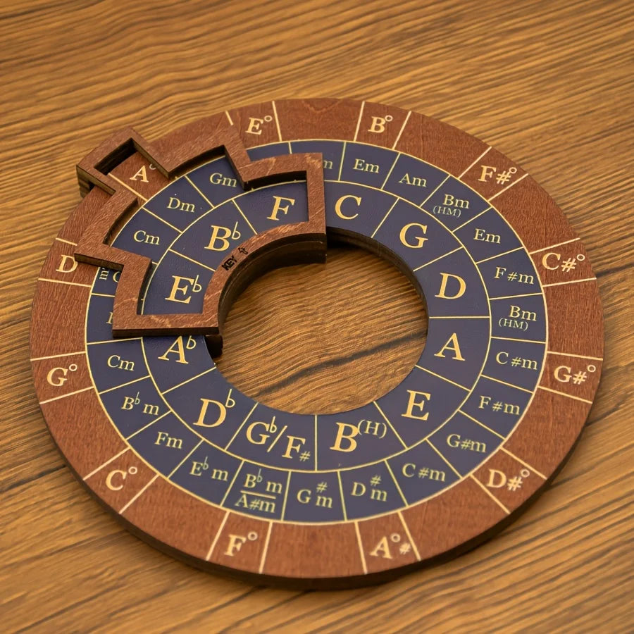 Circle of Fifths Wooden Melody Tool, Music Theory Chord & Scale Disk, Turntable for Learning, Teaching & Practice