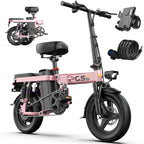 UPlee GS5 48V 15AH Battery EBike,20+MPH,740W Folding Electric Bike,20 Miles Max Range Electric Bike for Adults, 14" Fat Tire
