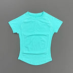 Sport Short Sleeve Top Women Running Sports T Shirt Summer Short Sleeve Round Neck Breathable Stretchy Gym Yoga Fitness Top