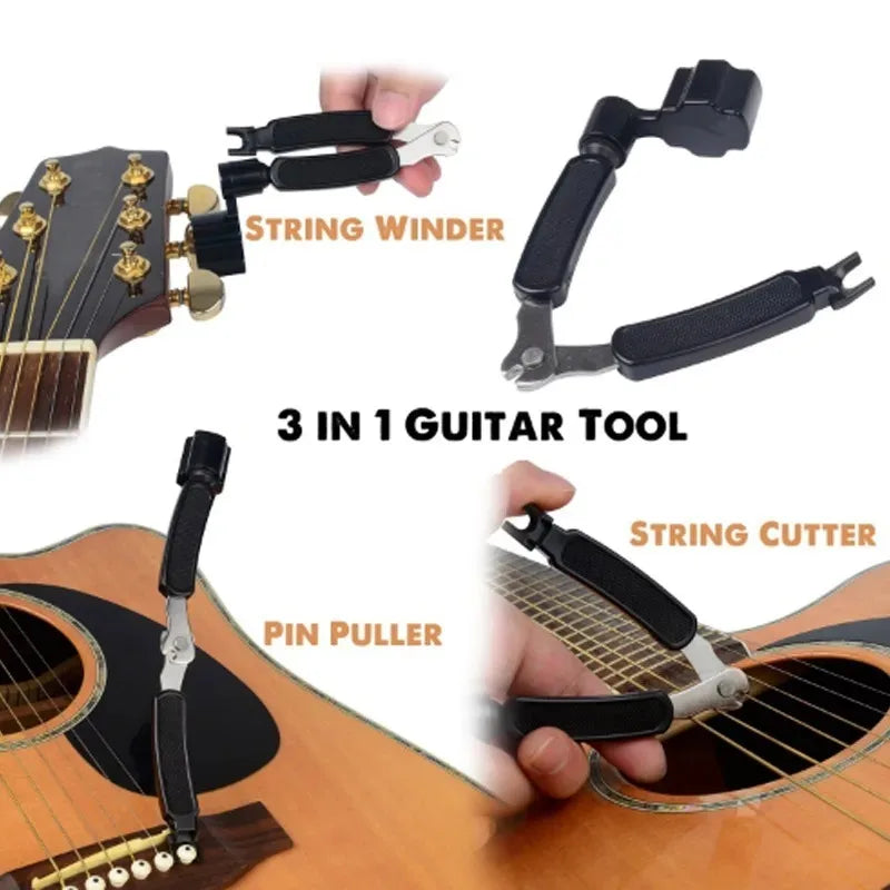 3 IN 1 Guitar String Winder + String Cutter + Pin Puller Instrument Guitar Maintenance Tool Repair
