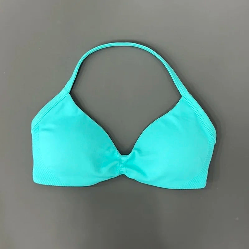 Histello Sports Strappy Bra Women Yoga Tank Bra Seamless High Support Fitness Workout Top Running Exercise Halter Gym Bras