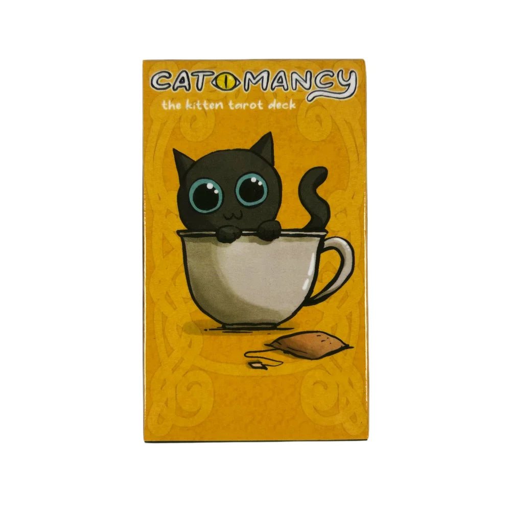 Cat Mancy Kitten Tarot Deck 78 Cards English Version Divination for Family Party Perfect Board Game for Cat Lovers (10.3*6cm)