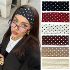 Women's yoga elastic headband with polka dots, autumn fashion makeup headband, hair accessories, sports and fitness headband