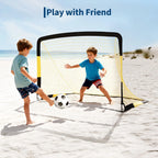 6x4ft Pop Up Soccer Goal Set Of 2 Backyard Soccer Net Portable Training Equipment With Ball Cones Pump For Kids Youth