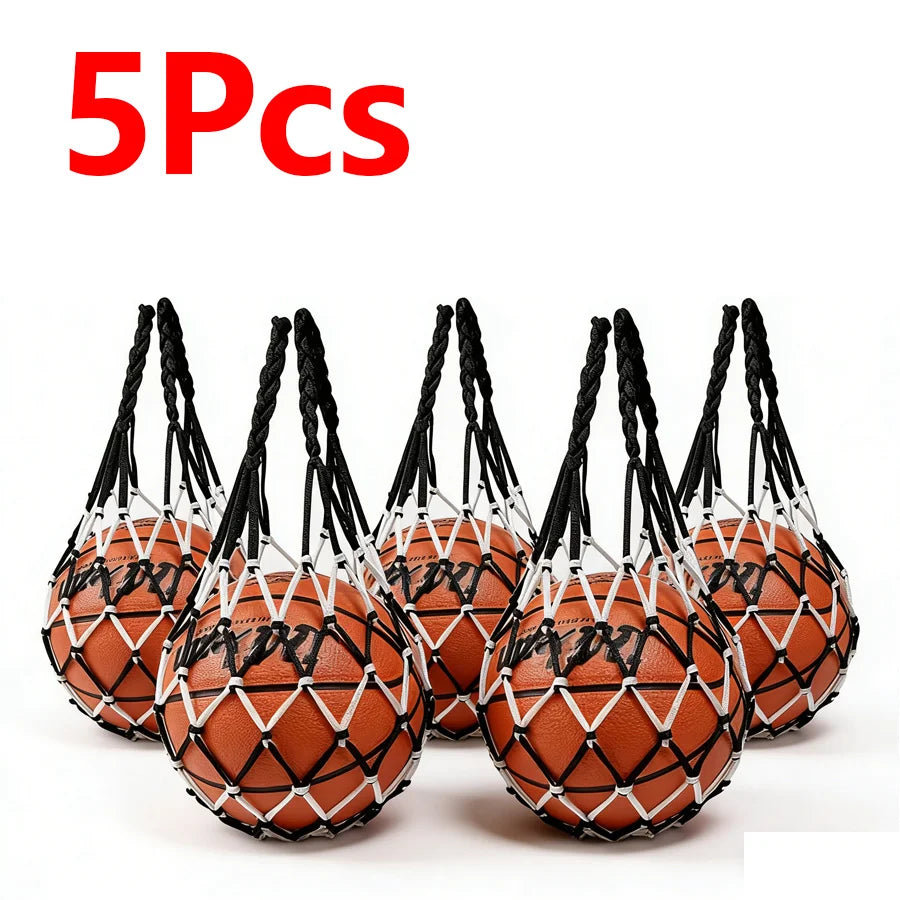 Basketball Net Bag Soccer Football Mesh Storage Sports Ball Holder Nylon Carry Bag Durable Single Ball Carrier 10/5/1 Packs