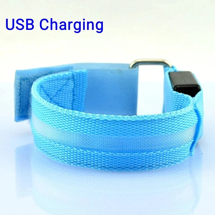 Outdoor Night Running Armband USB Rechargeable LED Light Sports Safety Belt Arm Leg Warning Wristband Cycling Bike Bicycle Light