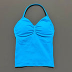NCOYOE Women Gym Tank Top Sports V Neck Seamless Slim Fit Longline Yoga Top Running Fitness Workout Activewear Top